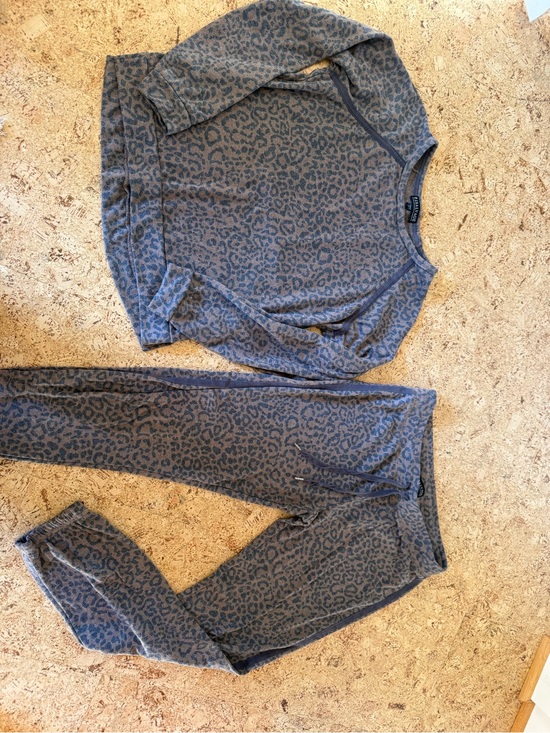 P.J. Salvage Other - P.J. Salvage Taupe and Charcoal Leopard Loungewear Set